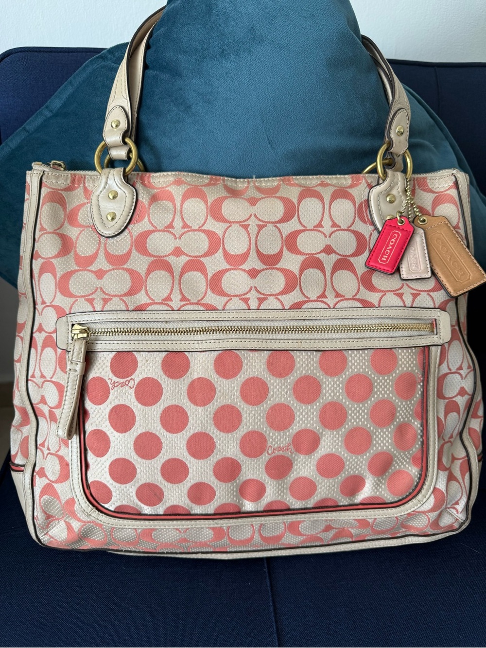 Coach Poppy Signature C Dot Hallie Tote (Style 22473)
